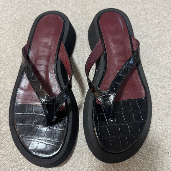 STAUD Shoes - Staud Black Croc Tessa Sandals Size 37 Or Size US 7 $295